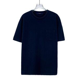 CM0453 Louis Vuitton Navy Textured Short Sleeve T-Shirt With Chest Pocket